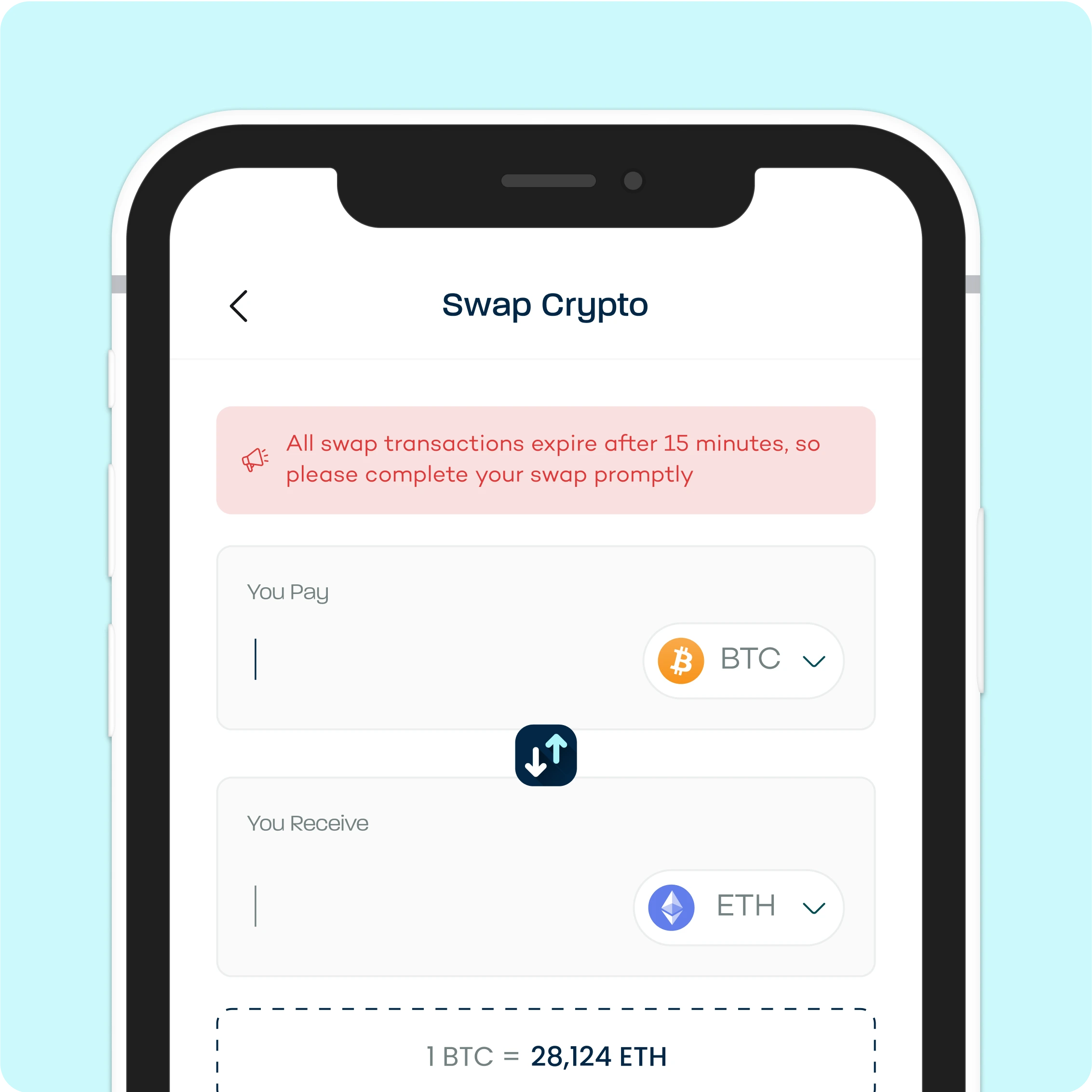 Breet feature illustration: Swap Crypto for Crypto - Trade one cryptocurrency for another—fast, easy, and without complications.